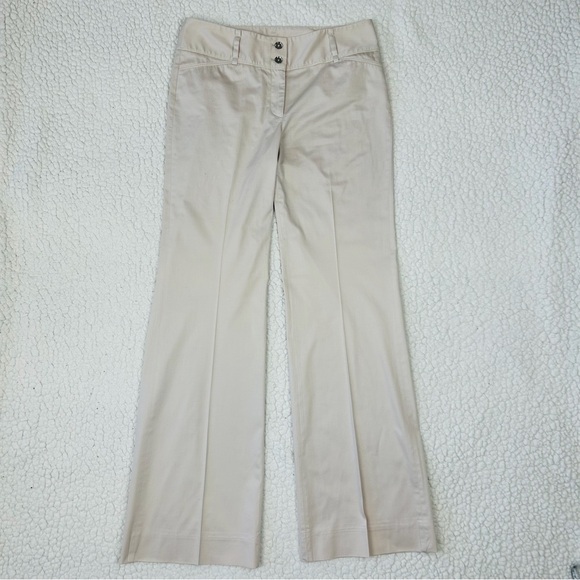 White House Black Market 2 Piece Pants Suit Size 4 Beige Tweed Embellished - Picture 10 of 15